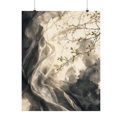 Silk Drape Spring Wall Art Print | Japandi Earthy Design
