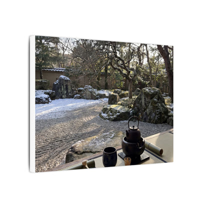 Winter Tea Ceremony Karesansui Canvas Art | Serene Decor