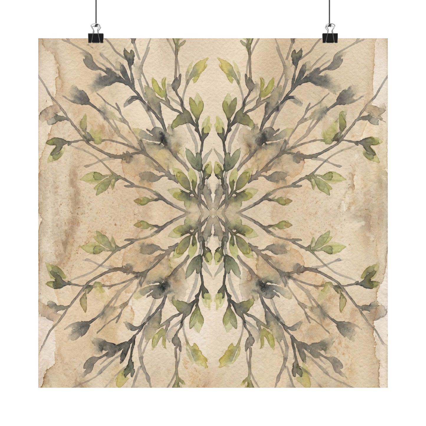 Shadow Play Watercolor Wall Art Print | Earthy Japandi Art