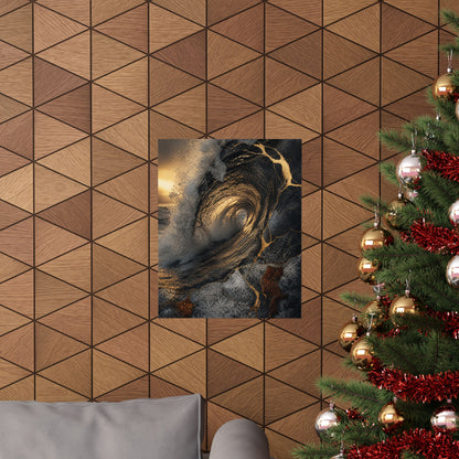 Healing Ocean Wave Wall Art Print - Gold Vein Kintsugi