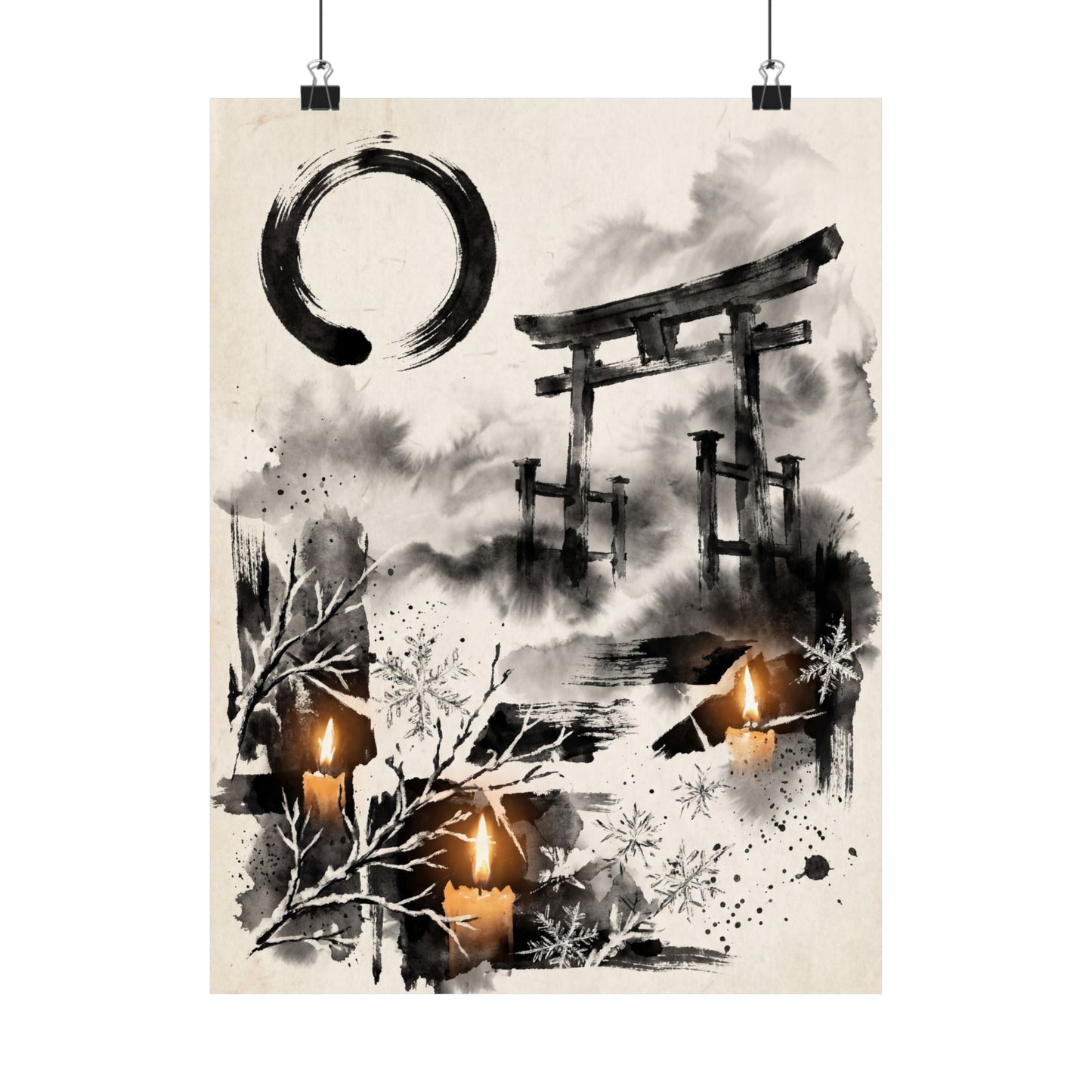 Zen Torii Gate in Candlelight | Enso Wall Art Print Art Print
