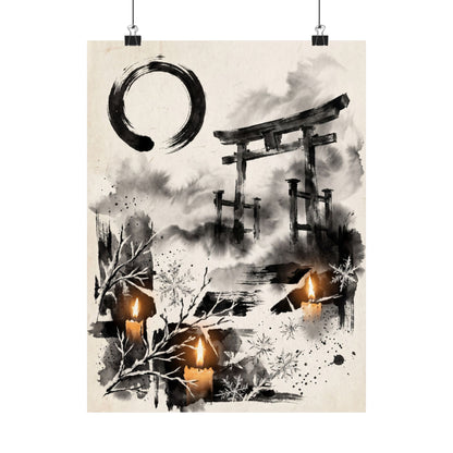 Zen Torii Gate in Candlelight | Enso Wall Art Print Art Print