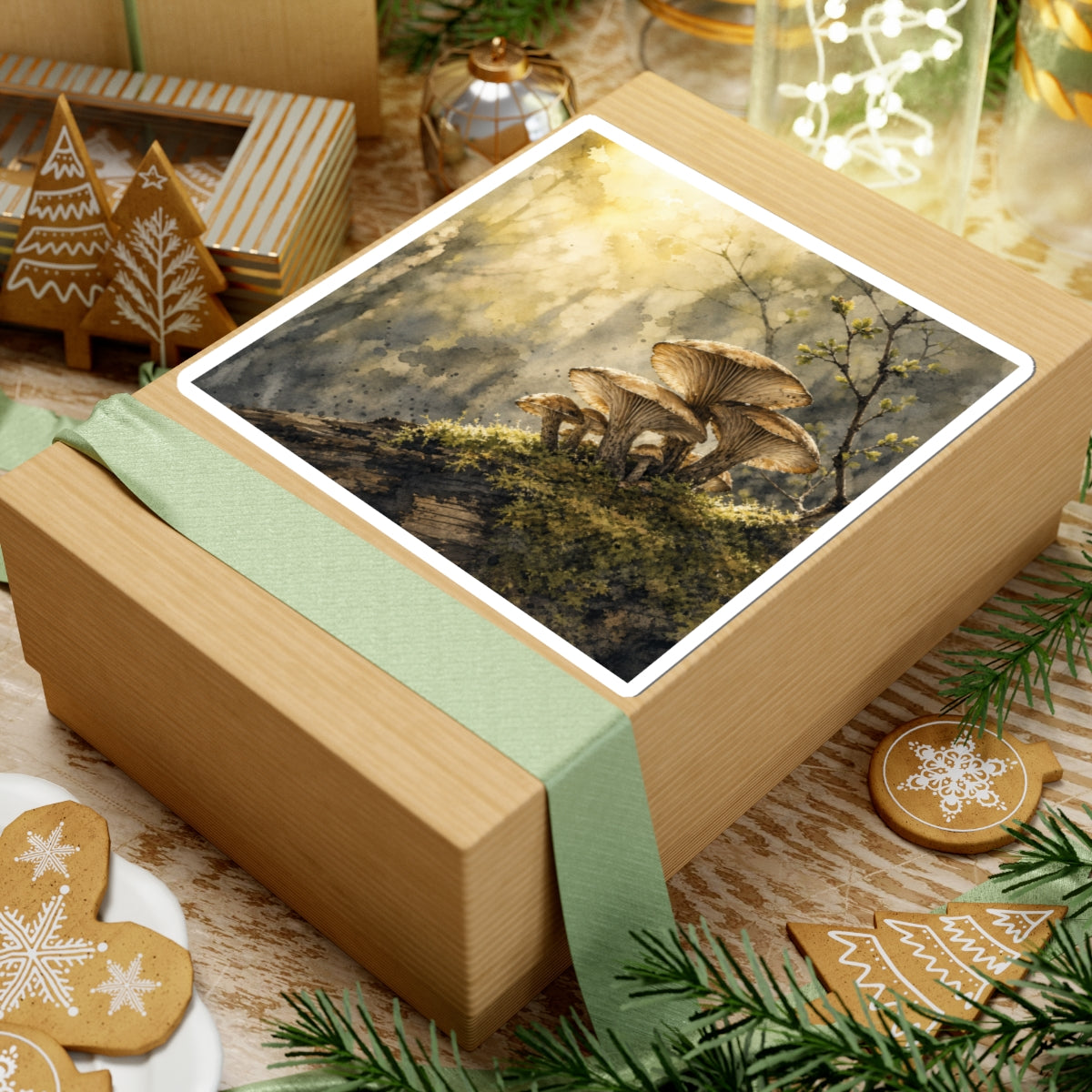 Golden Hour Wild Mushrooms Sticker - Japandi Ma
