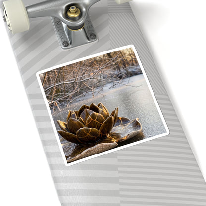 Lotus Flower Gold Repair Sticker | Philosophical Kintsugi Art Art Print