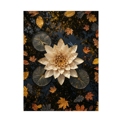 Lotus Flower Wall Art Print | Autumn Kintsugi Gold Repair Art