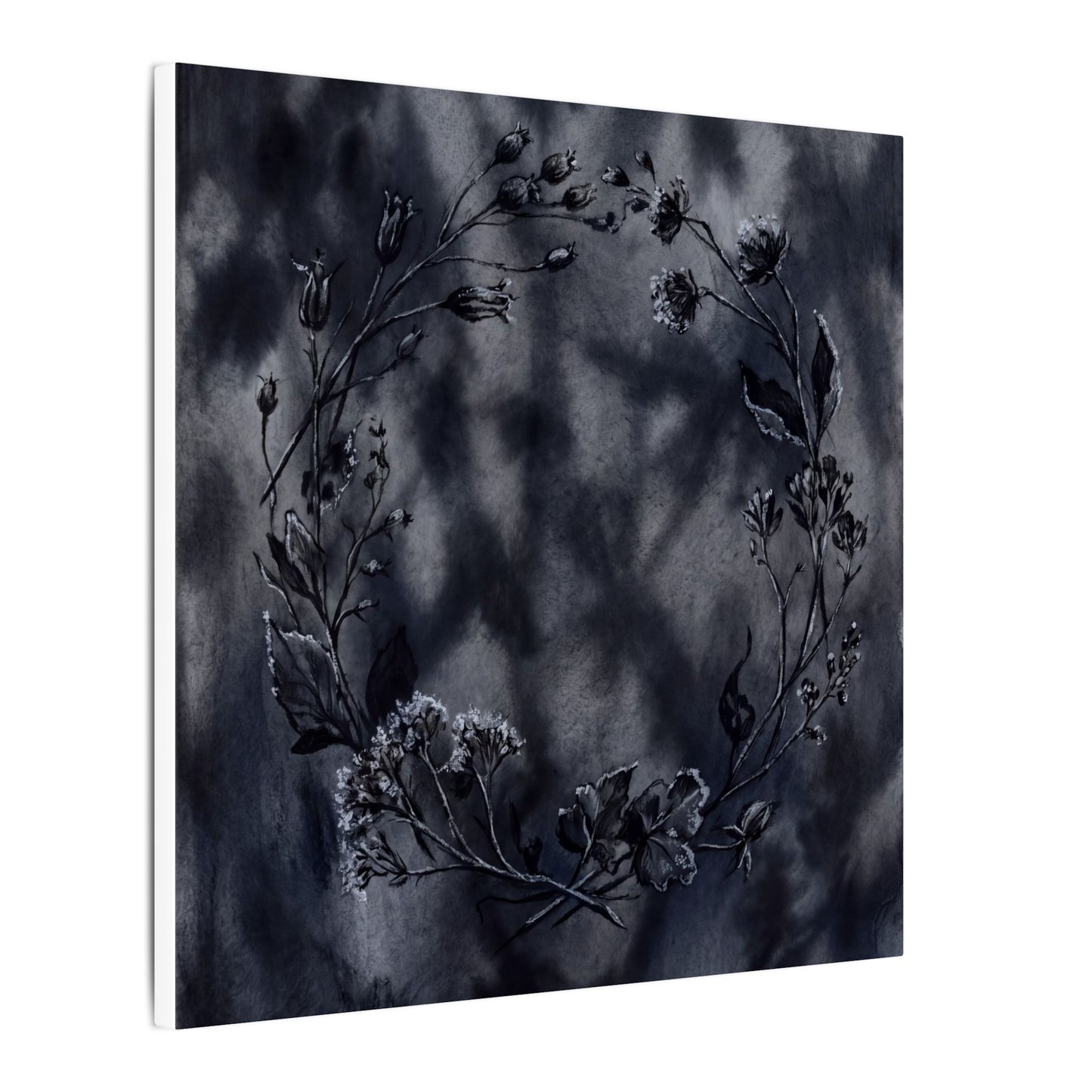 Dried Flowers Canvas Art | Winter Dark Japandi Shadow Zen Art