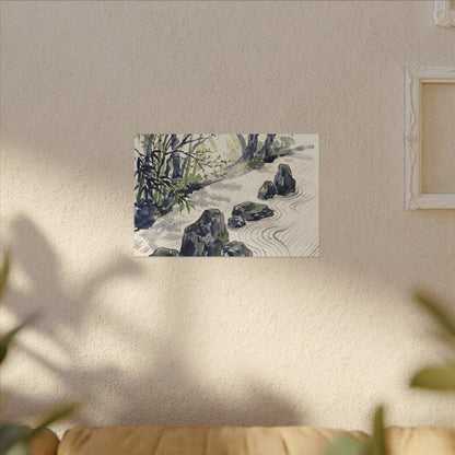 Dappled Rock Garden Canvas Art - Zen Mono No Aware