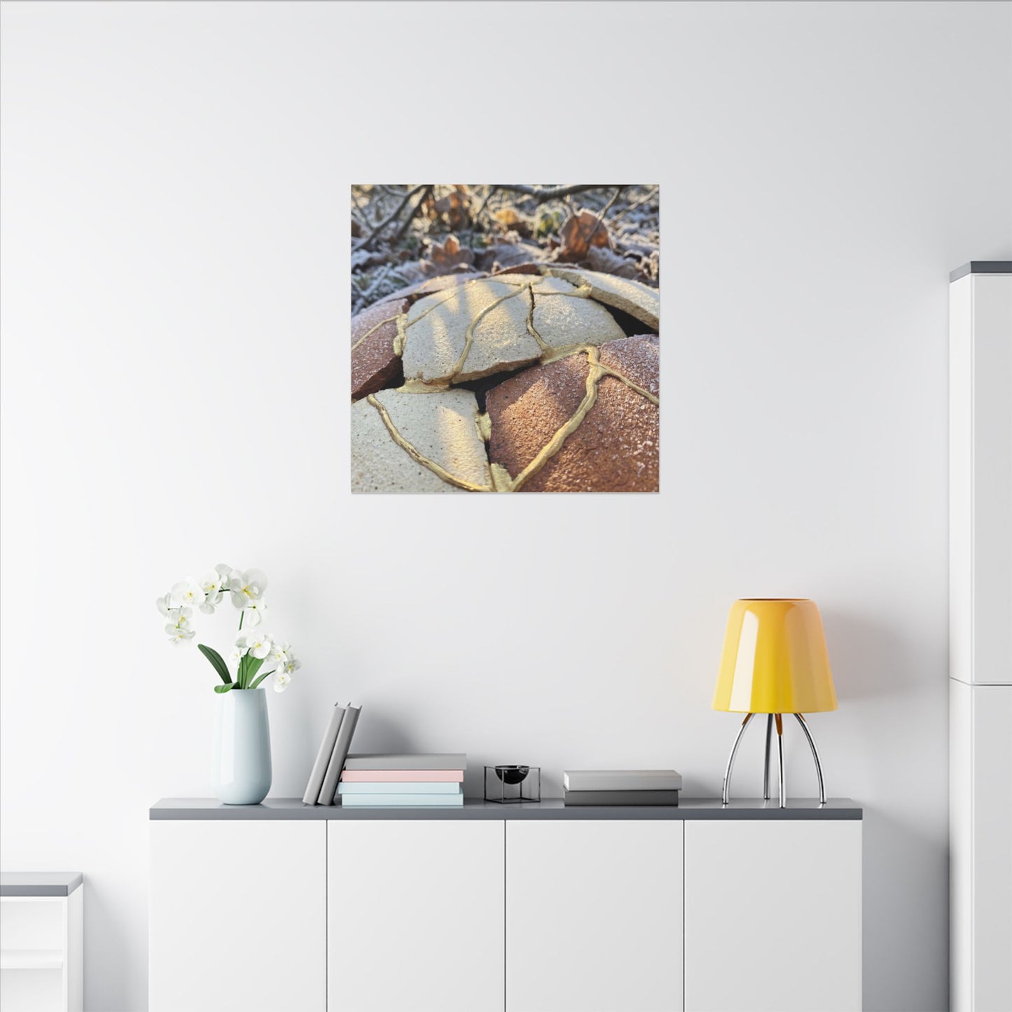 Broken Pottery Crackle Gold Canvas Art | Healing Kintsugi Art