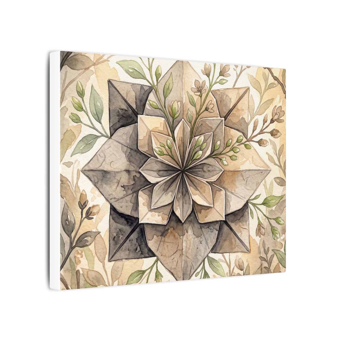 Warm Paper Fold Canvas Art - Watercolor Japandi