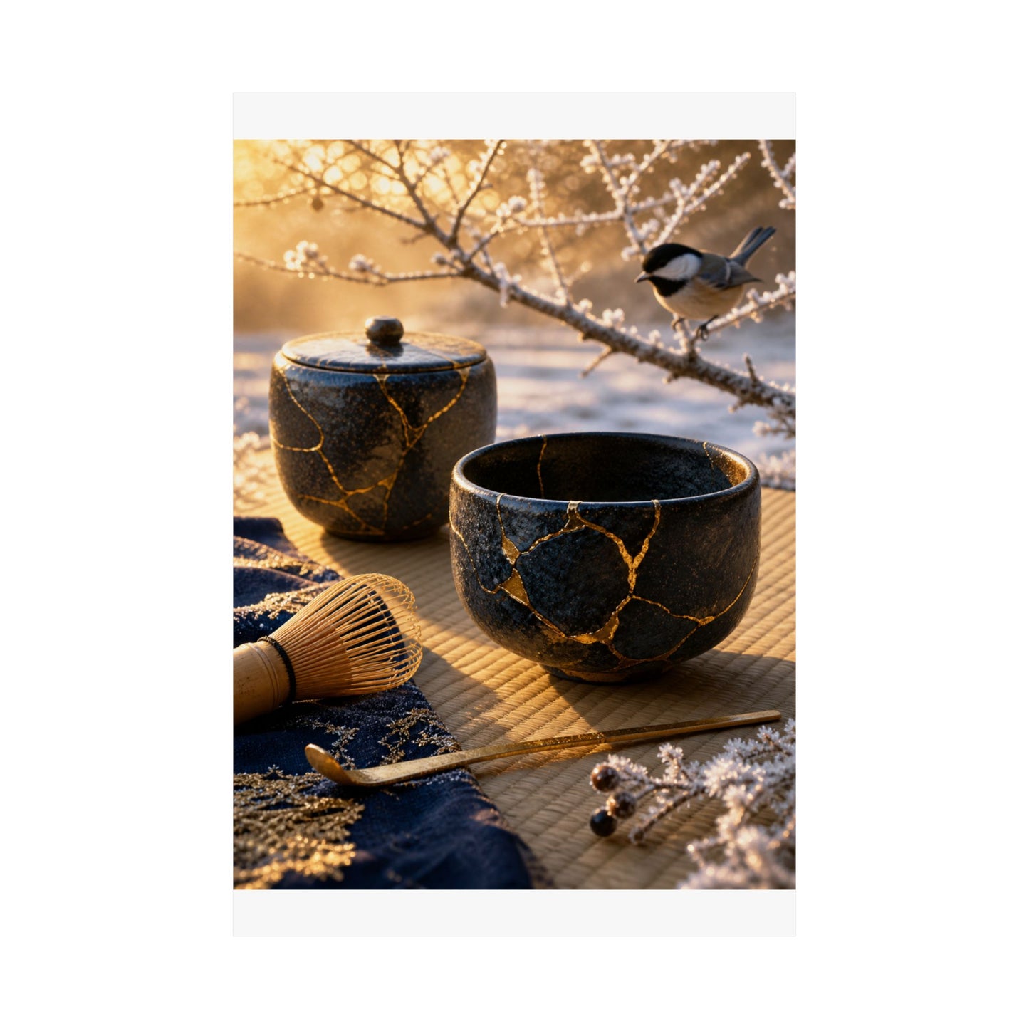 Tea Ceremony Gold Repair Wall Art Print | Philosophical Kintsugi Art