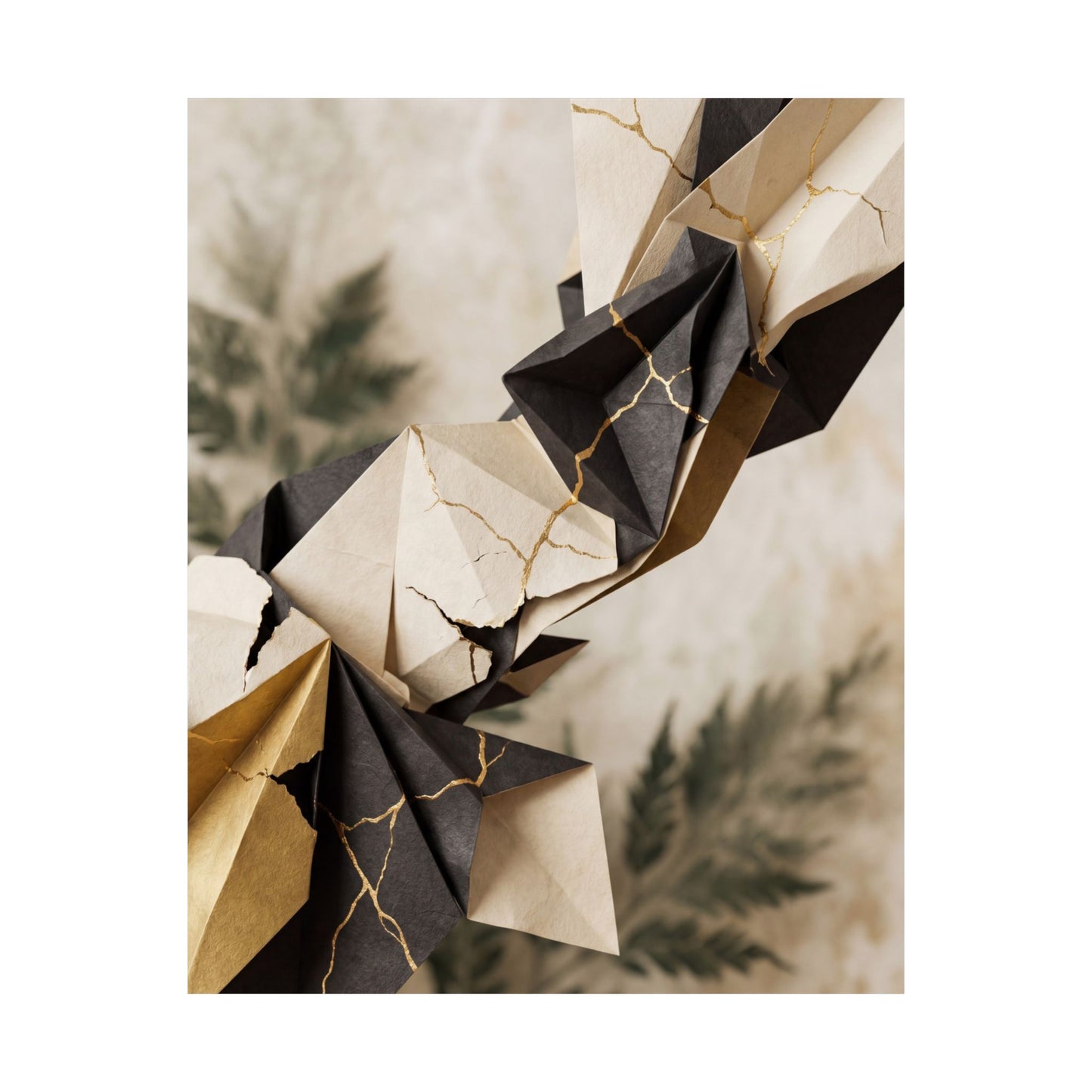 Kintsugi Paper Fold in Overcast | Broken Beauty Wall Art Print