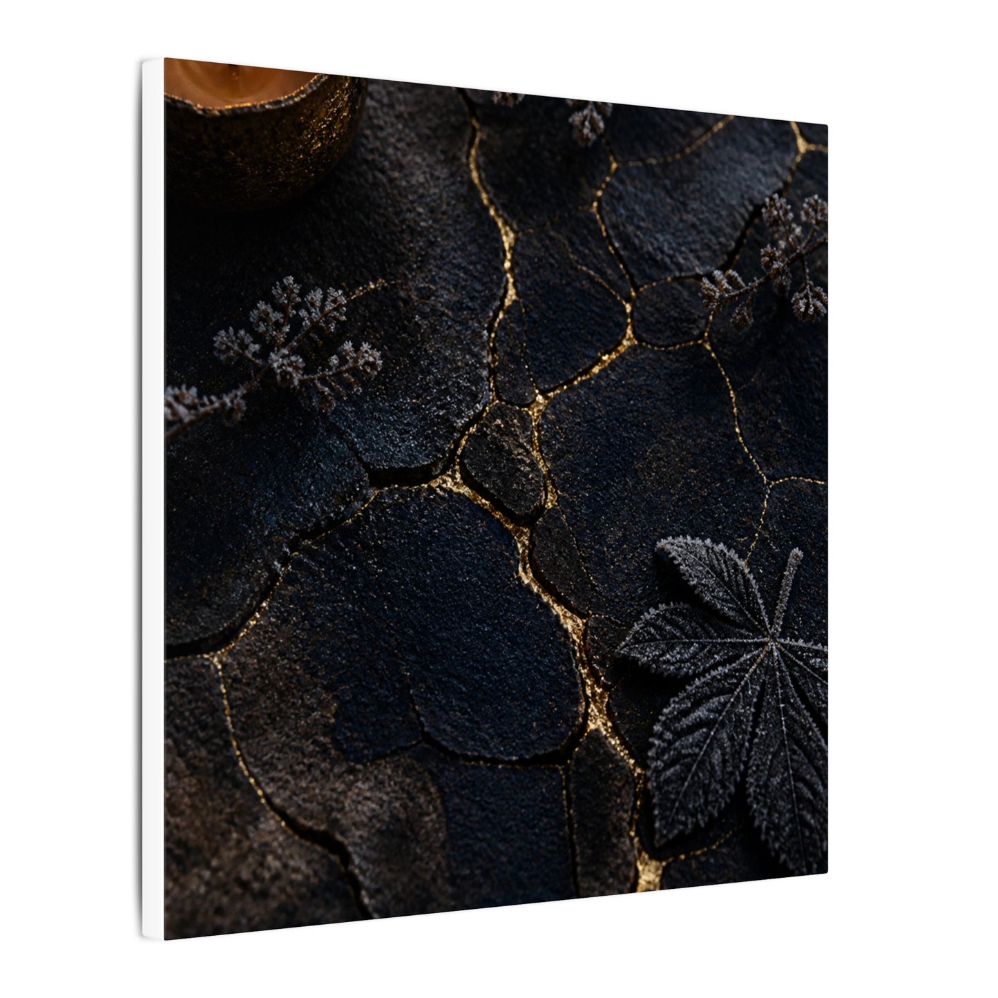 Candlelight Cracked Earth Canvas Art - Dark Japandi Ma