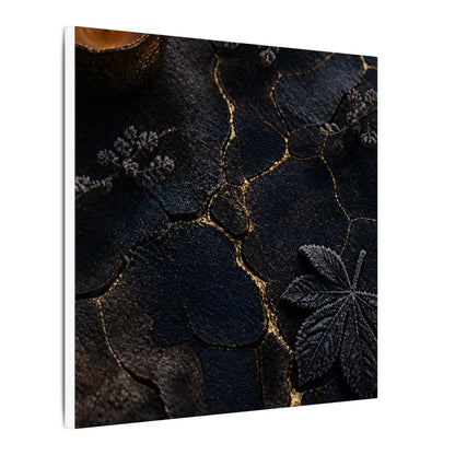 Candlelight Cracked Earth Canvas Art - Dark Japandi Ma