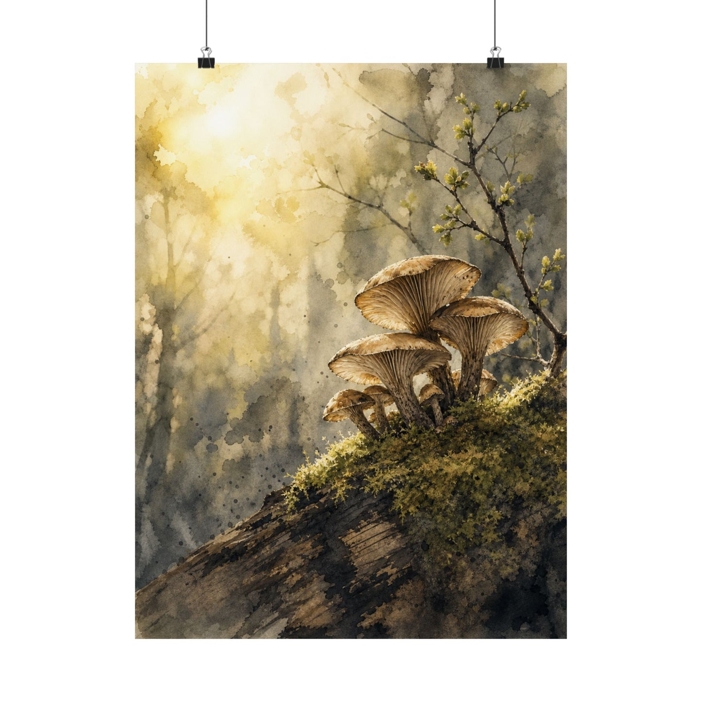 Wild Mushrooms Spring Wall Art Print | Japandi Earthy Design