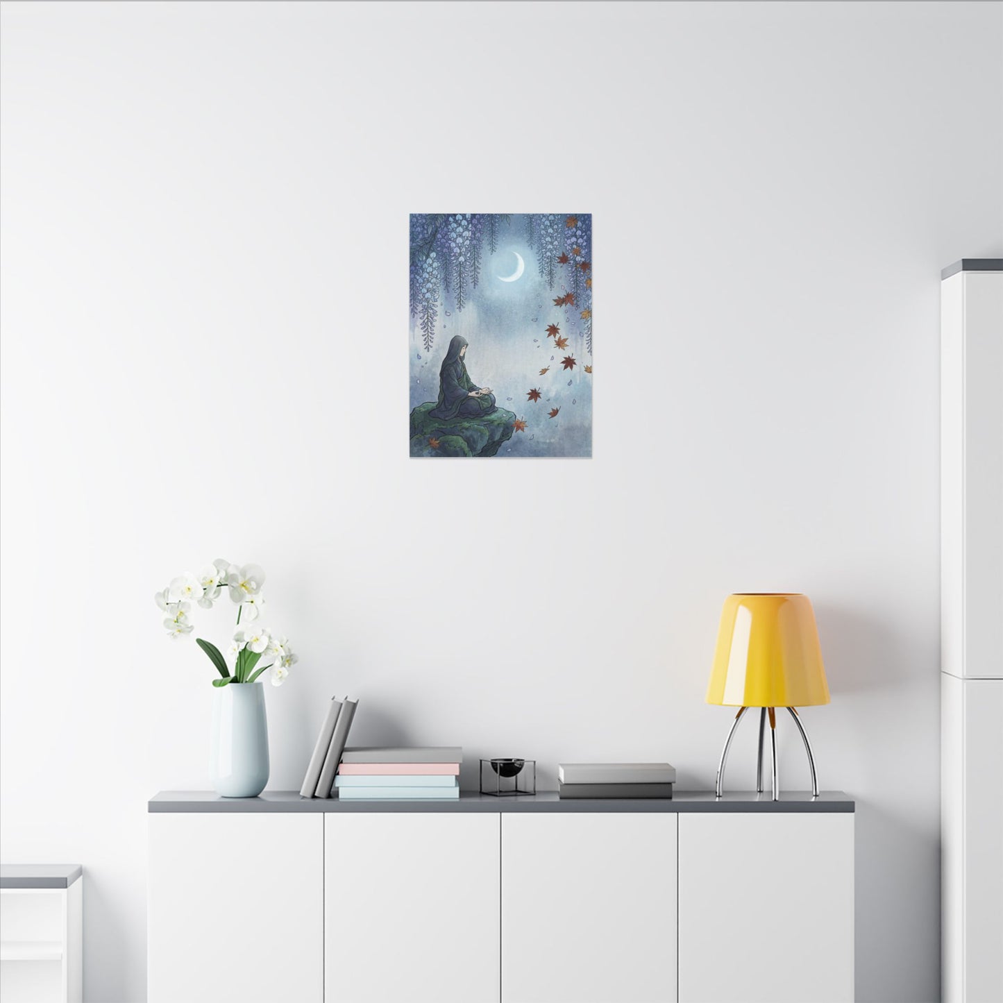 Zen Wisteria in Moonlight | Ukiyo E Inspired Canvas Art