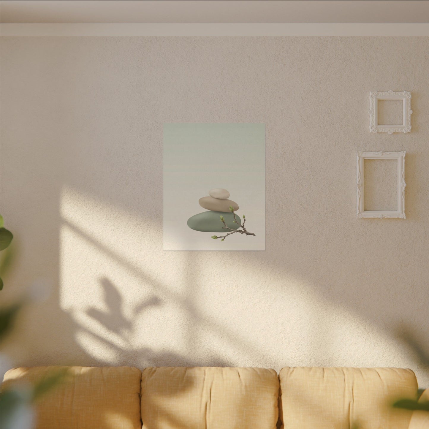 Dawn River Stones Canvas Art - Japandi Fukinsei