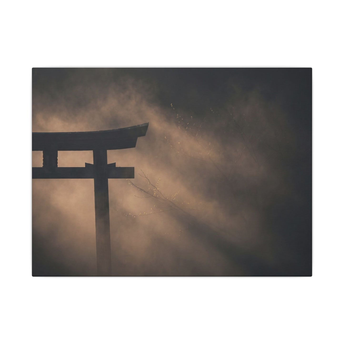 Torii Gate Shadow Zen Canvas Art | Bold Dark Japandi Art