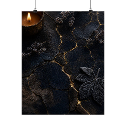 Luxurious Cracked Earth Wall Art Print - Moody Minimal Dark Japandi