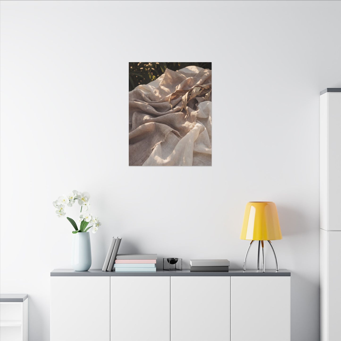Silk Drape Summer Canvas Art | Japandi Neutral Design