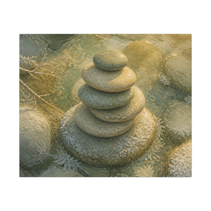 River Stones Watercolor Canvas Art | Elegant Japandi Art