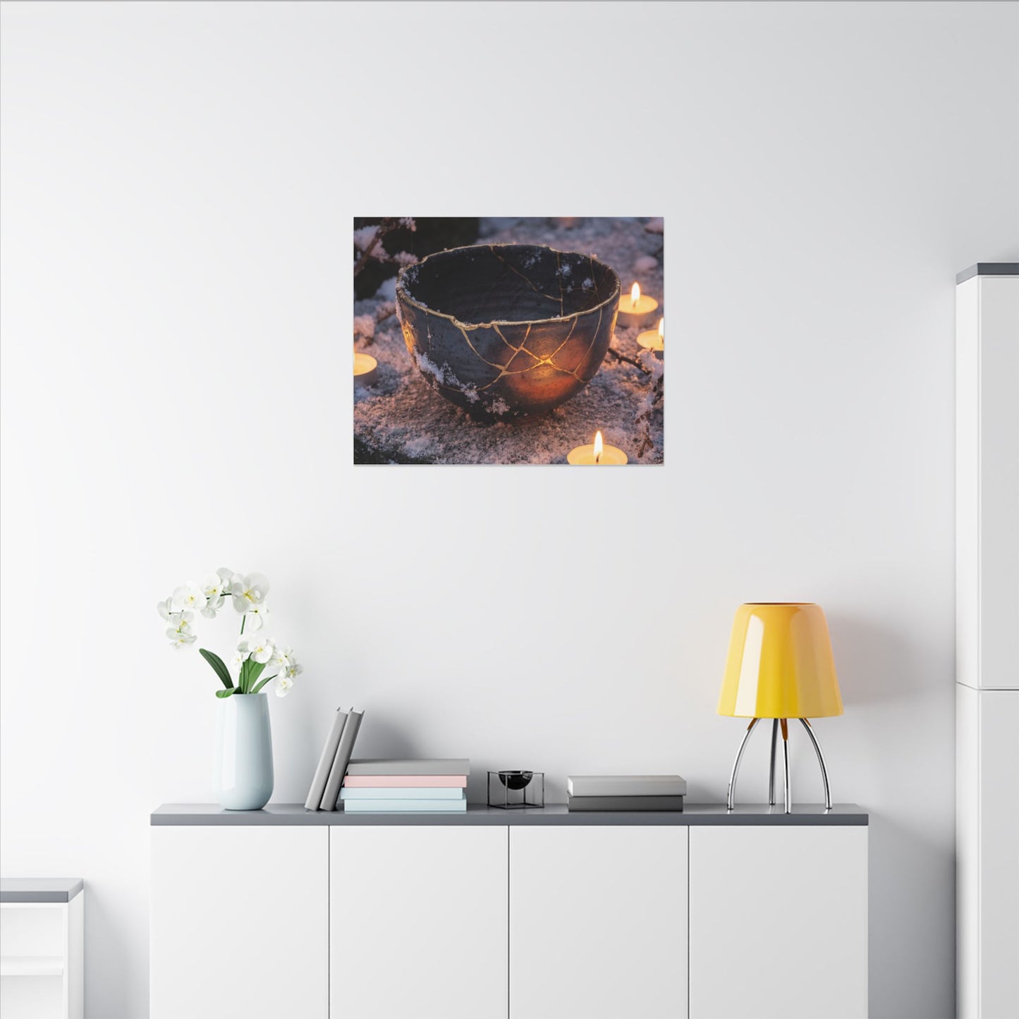 Ceramic Bowl Gold Repair Canvas Art | Beautiful Kintsugi Art