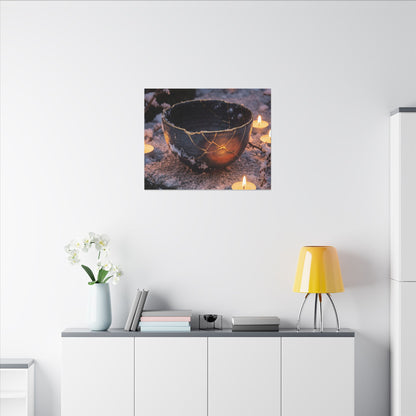Ceramic Bowl Gold Repair Canvas Art | Beautiful Kintsugi Art