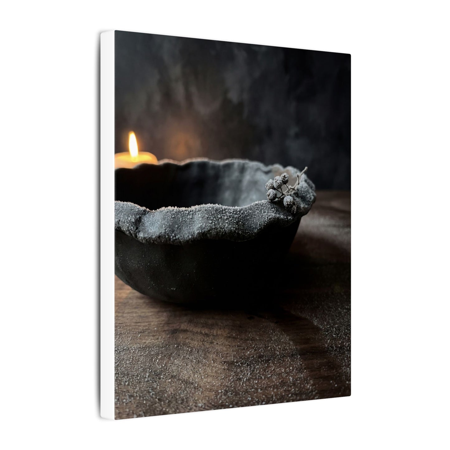 Ceramic Bowl Canvas Art | Winter Dark Japandi Shadow Zen Art
