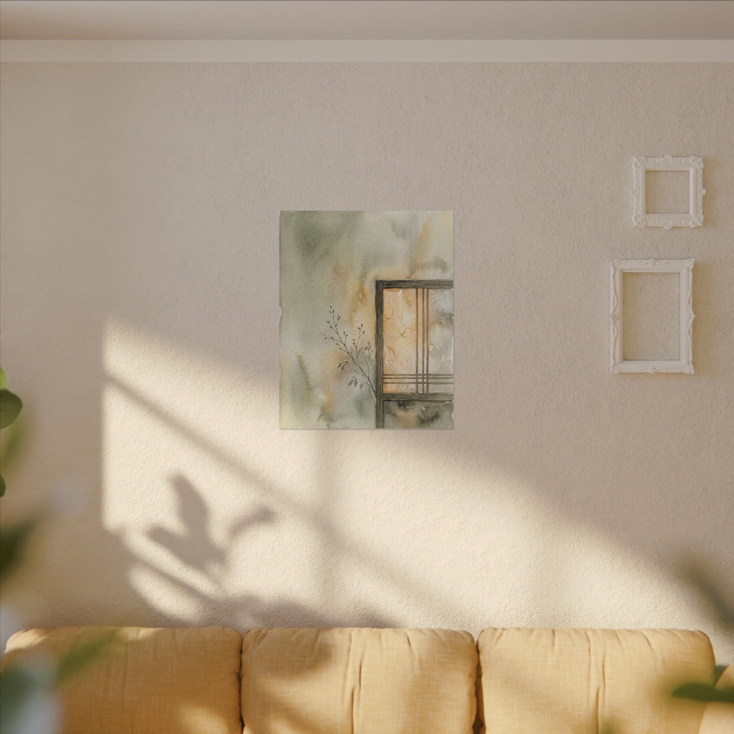 Ma Shoji Screen Canvas Art - Japandi Watercolor