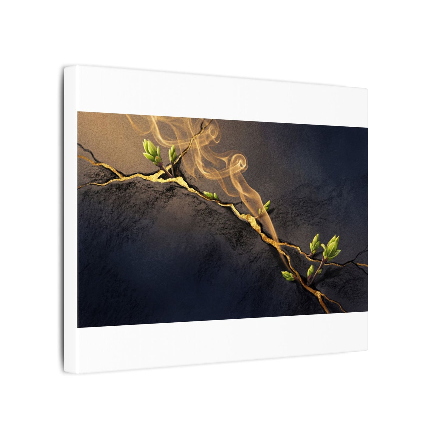 Spring Incense Smoke Gold Vein Canvas Art | Healing Decor