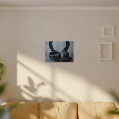Tea Ceremony Canvas Art | Winter Zen Enso Art