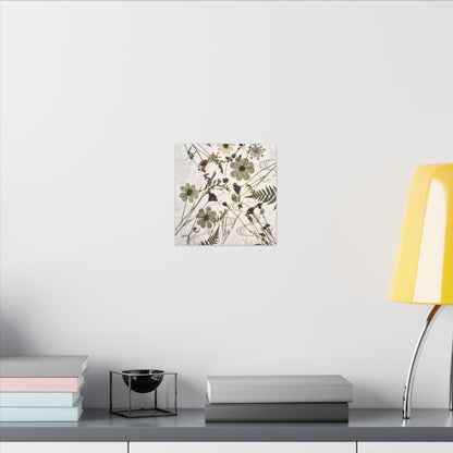 Japandi Dried Flowers in Golden Hour | Japanese Pattern Canvas Art