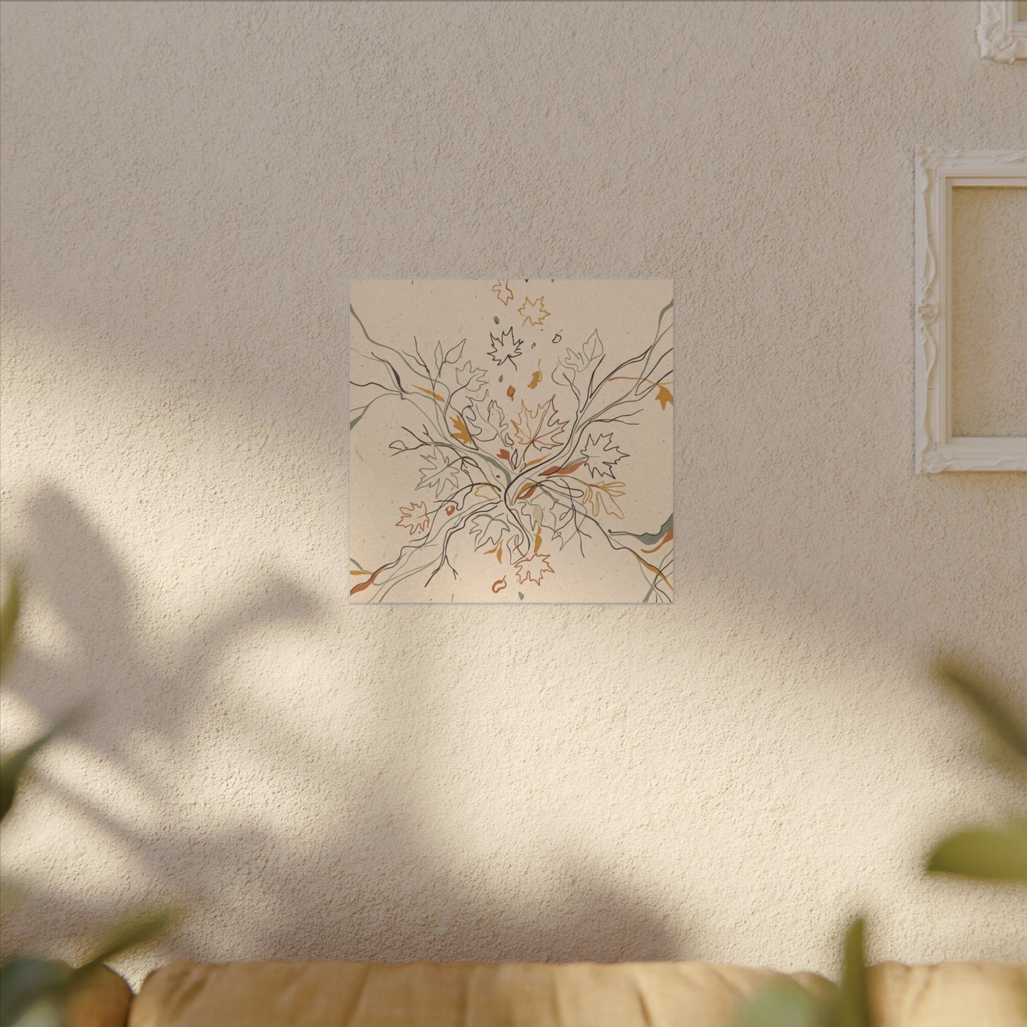 Warm Shadow Play Canvas Art - Minimal Line Japandi