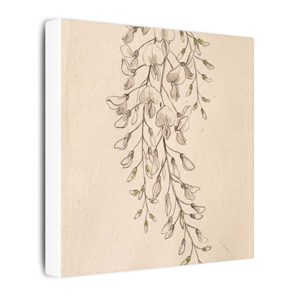 Japandi Wisteria in Golden Hour | Minimal Line Canvas Art