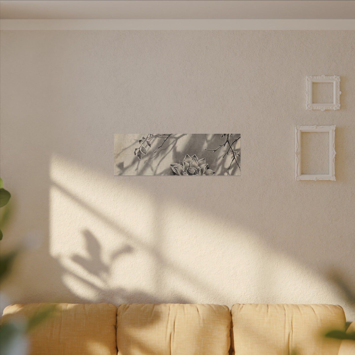 Winter Lotus Flower Sumi E Canvas Art | Contemplative Decor
