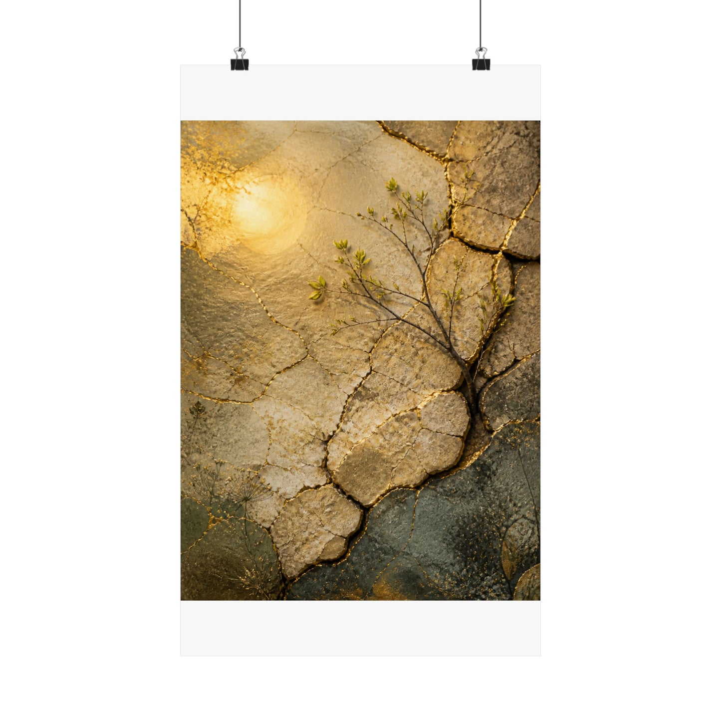 Cracked Earth Texture Wall Art Print | Earthy Japandi Art