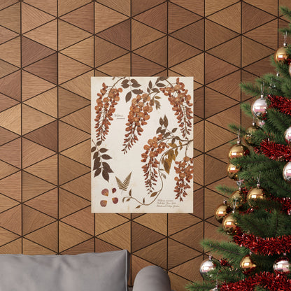 Summer Wisteria Herbarium Wall Art Print | Cozy Decor