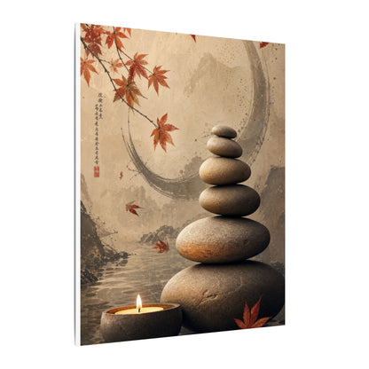 Japandi River Stones in Candlelight | Japanese Pattern Canvas Art