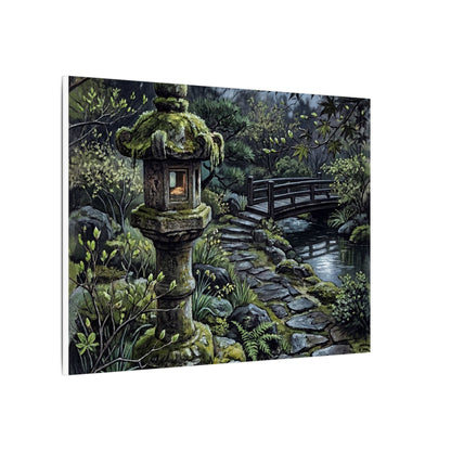 Japandi Stone Lantern in Moonlight | Texture Canvas Art