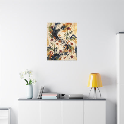 Golden Hour Ink Brushstroke Canvas Art - Zen Shibui