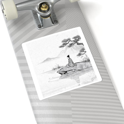 Meditation Harmonious Zen Ukiyo-e Sticker | Meditation Harmonious Ukiyo E Inspired Art Print