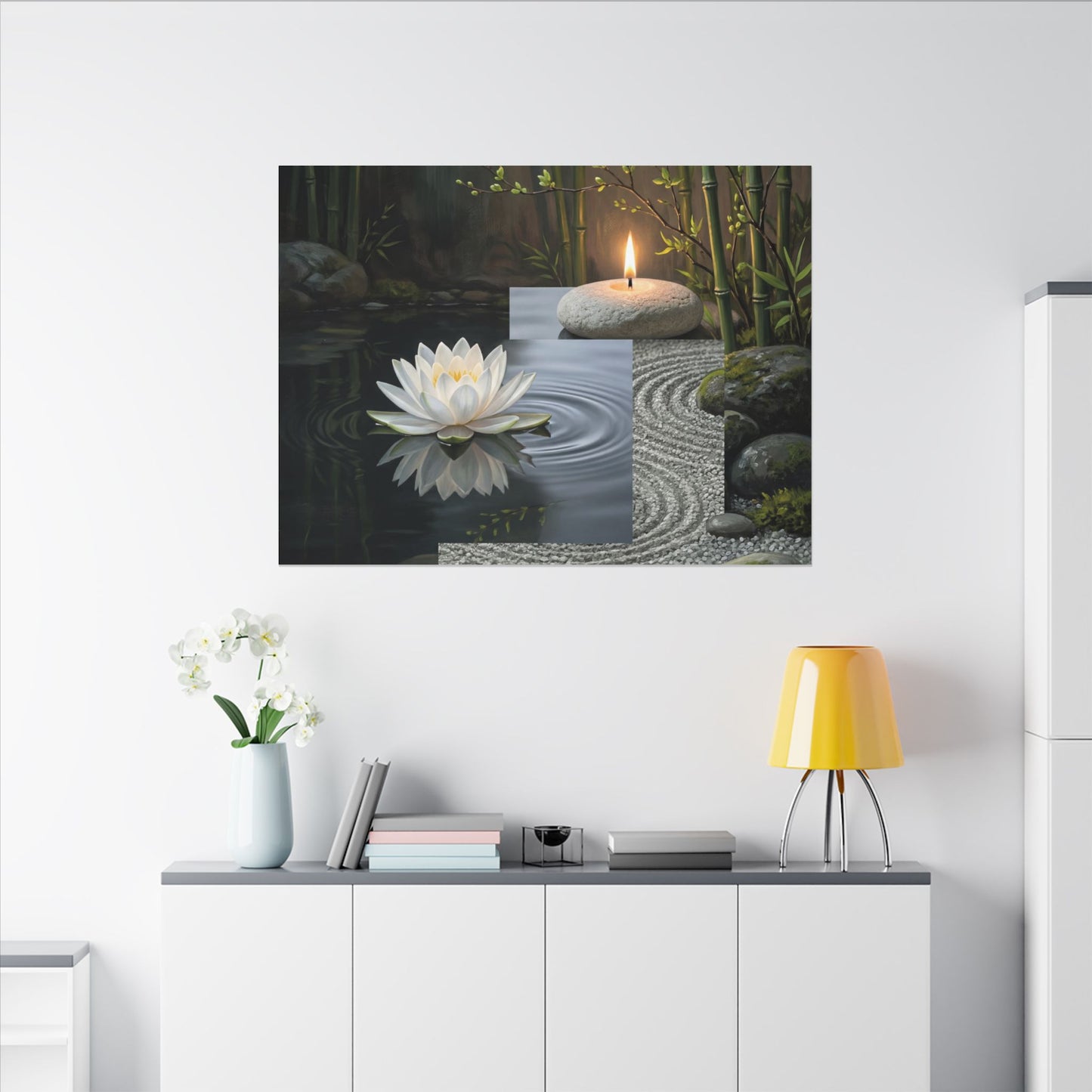 Candlelight Lotus Flower Canvas Art - Zen Kanso
