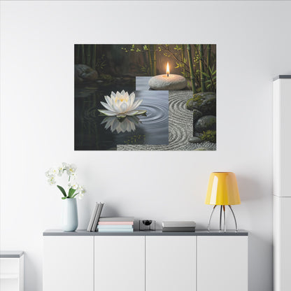 Candlelight Lotus Flower Canvas Art - Zen Kanso
