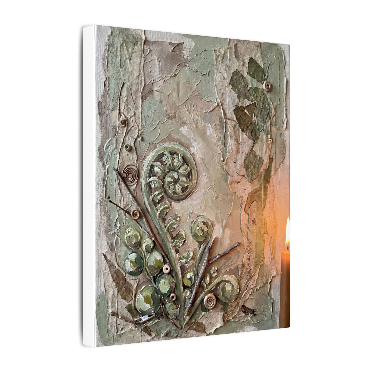 Datsuzoku Fern Unfurling Canvas Art - Japandi Texture