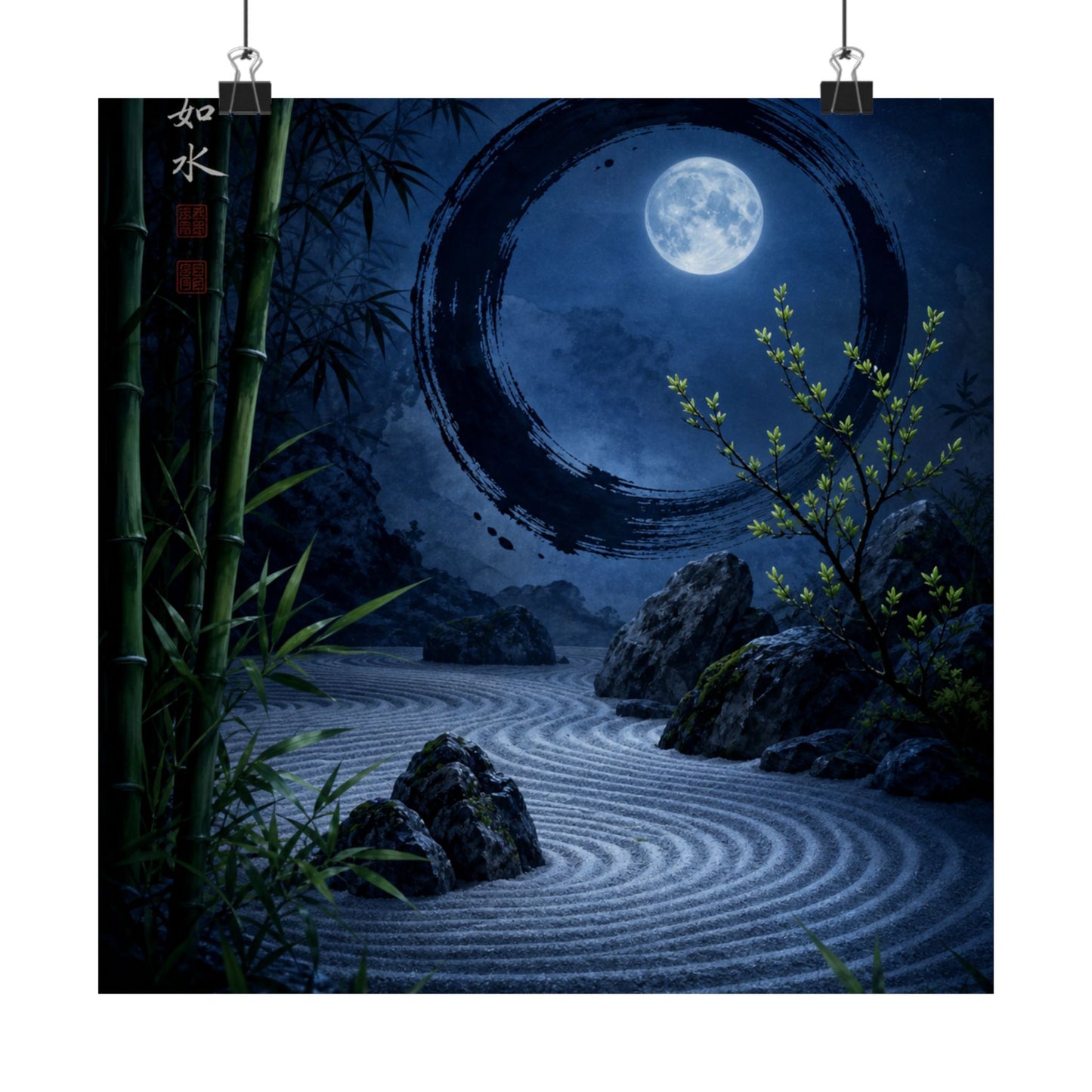 Fukinsei Rock Garden Wall Art Print - Zen Enso