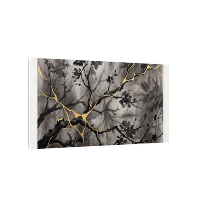 Kanso Cherry Blossom Canvas Art - Kintsugi Crackle Gold
