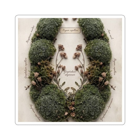Rustic Moss Close Up Sticker - Herbarium Cottagecore Art Print