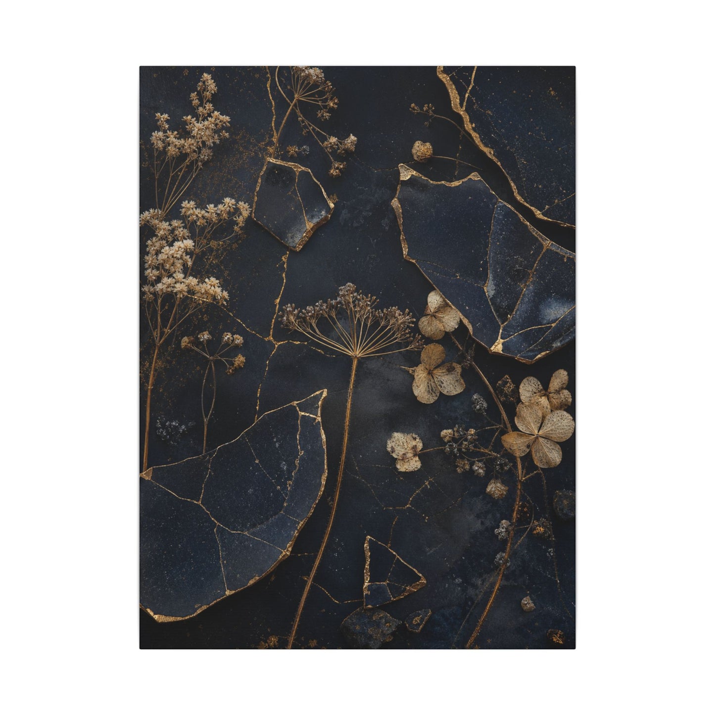 Philosophical Dried Flowers Canvas Art - Broken Beauty Kintsugi