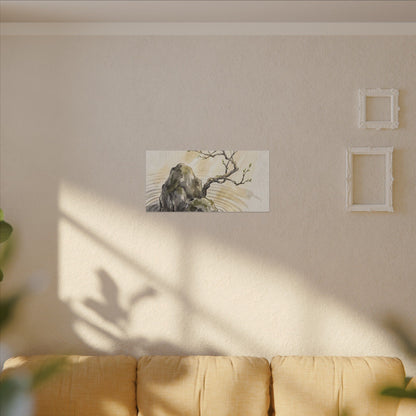 Serene Rock Garden Canvas Art - Sumi E Zen