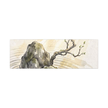 Serene Rock Garden Canvas Art - Sumi E Zen