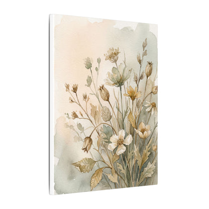 Summer Dried Flowers Watercolor Canvas Art | Elegant Decor